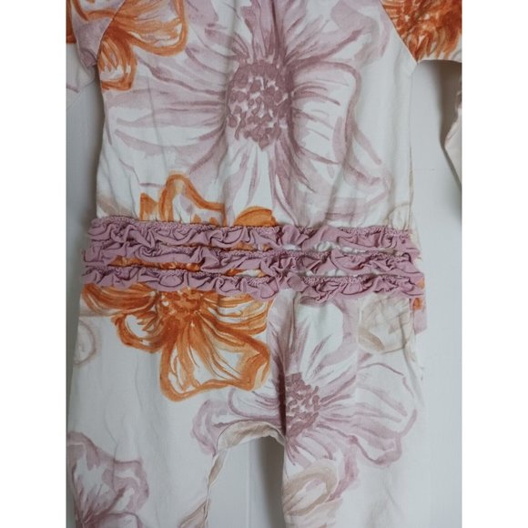 Burts Bee Baby Long Sleeve One Piece Floral Design Romper Girls Size 6-9M - Picture 4 of 8